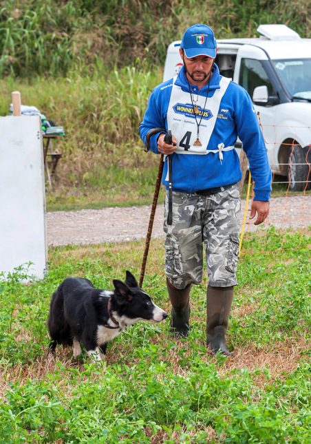 Border Collie con padrone prima di una gara - Associazione Italiana Sheepdog